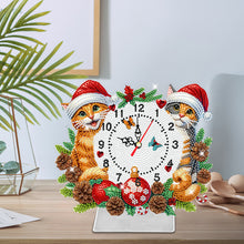 Load image into Gallery viewer, Acrylic Special Shape Christmas Cat DIY Diamond Painting Clock for Home Office
