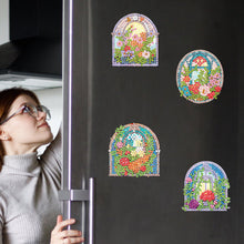 Load image into Gallery viewer, 6Pcs Flower Windows Diamond Painting Fridge Magnet for Fridge Whiteboards
