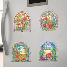 Load image into Gallery viewer, 6Pcs Flower Windows Diamond Painting Fridge Magnet for Fridge Whiteboards
