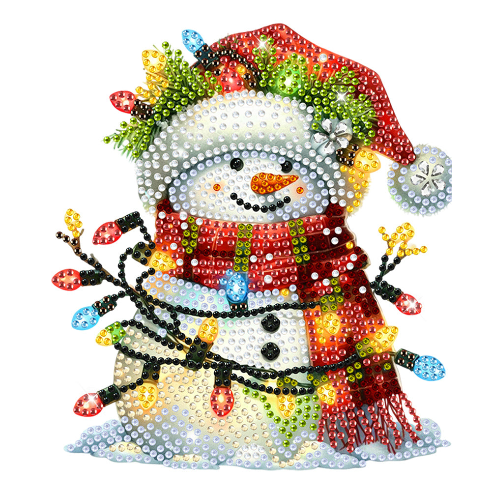 Acrylic Shaking Head Cute Christmas Desktop Diamond Art Kits (Snowman Lights)