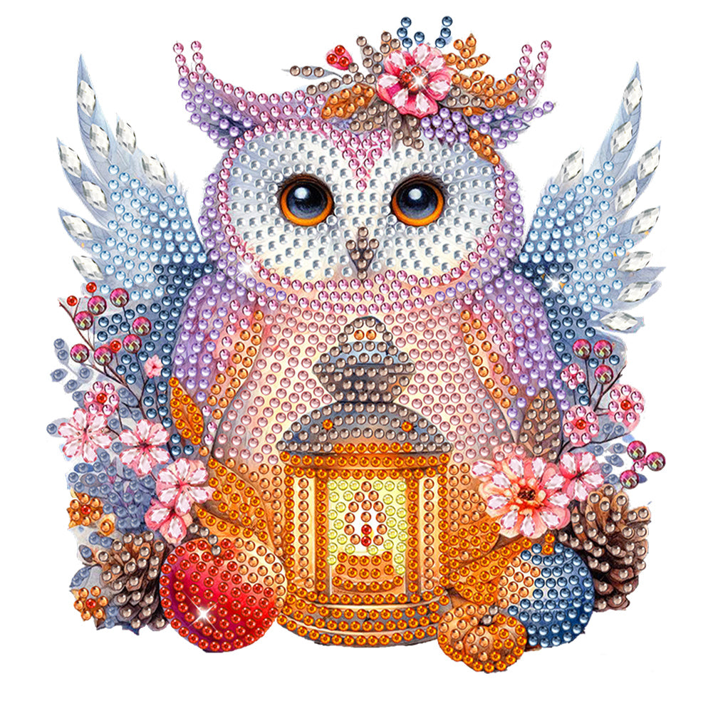 Acrylic Special Shaped Shaking Head Christmas Desktop Diamond Art Kit (Lamp Owl)