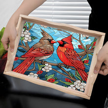 Load image into Gallery viewer, Diamond Painting Wooden Serving Tray Diamond Art Dining Plate (Cardinal)
