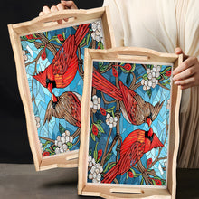 Load image into Gallery viewer, Diamond Painting Wooden Serving Tray Diamond Art Dining Plate (Cardinal)
