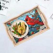 Load image into Gallery viewer, Diamond Painting Wooden Serving Tray Diamond Art Dining Plate (Cardinal)
