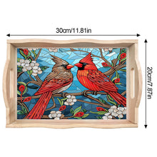 Load image into Gallery viewer, Diamond Painting Wooden Serving Tray Diamond Art Dining Plate (Cardinal)
