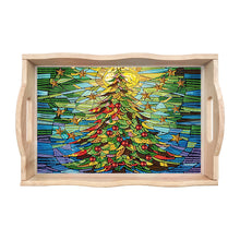Load image into Gallery viewer, Diamond Painting Wooden Serving Tray Diamond Art Dining Plate (Christmas Tree)
