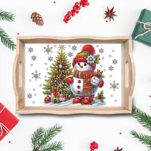 Load image into Gallery viewer, Diamond Painting Wooden Serving Tray Diamond Art Dining Plate(Christmas Snowman)
