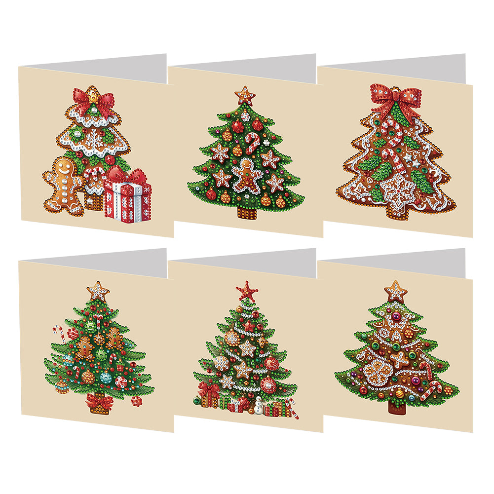6Pcs Christmas Tree DIY Diamond Painting Card for Holiday Party Favors for Kids