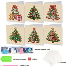 Load image into Gallery viewer, 6Pcs Christmas Tree DIY Diamond Painting Card for Holiday Party Favors for Kids
