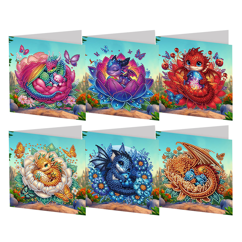 6Pcs Bud Dragon DIY Diamond Painting Card for Holiday Party Favors for Friends