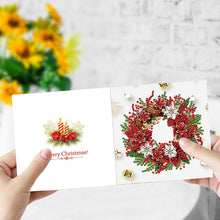Load image into Gallery viewer, 6Pcs Christmas Wreath DIY Diamond Painting Card for Holiday Party Favors
