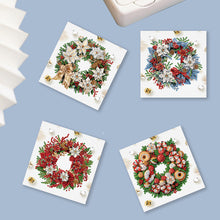 Load image into Gallery viewer, 6Pcs Christmas Wreath DIY Diamond Painting Card for Holiday Party Favors
