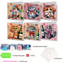 Load image into Gallery viewer, 6Pcs Cat DIY Diamond Painting Card for Holiday Party Favors for Adults Kids
