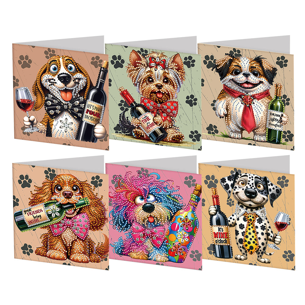6Pcs Puppy DIY Diamond Painting Card for Holiday Party Favors for Adults Kids