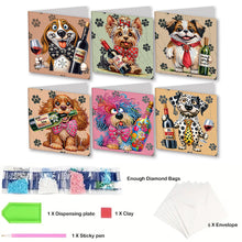 Load image into Gallery viewer, 6Pcs Puppy DIY Diamond Painting Card for Holiday Party Favors for Adults Kids
