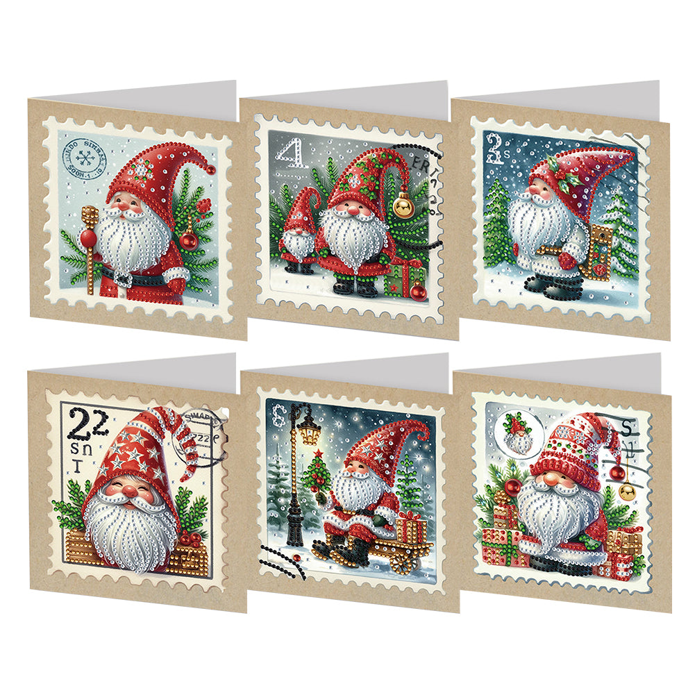 6Pcs Gnome Stamp DIY Diamond Painting Card for Holiday Party Favors for Kids