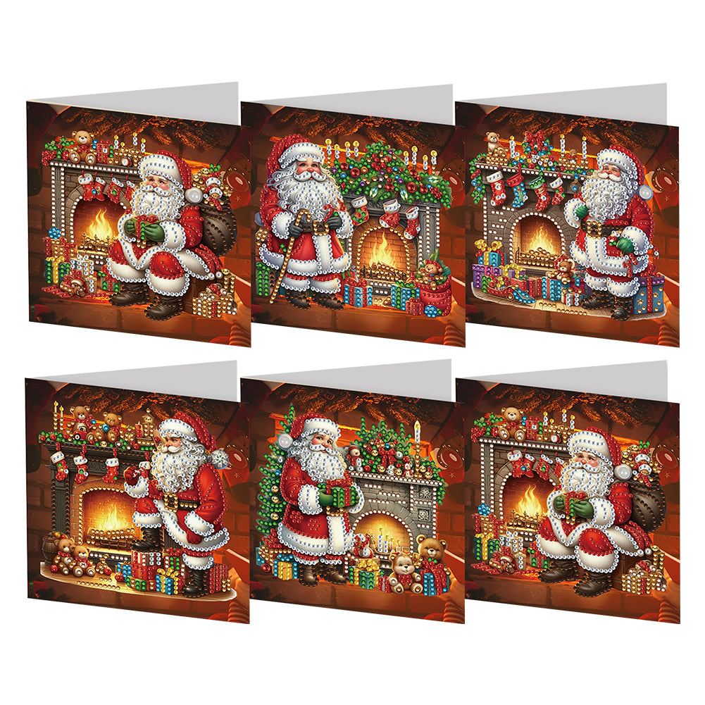 6Pcs Santa Claus DIY Diamond Painting Card for Holiday Party Favors for Kids