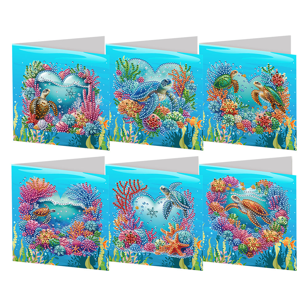 6Pcs Turtle DIY Diamond Painting Card for Holiday Party Favors for Adults Kids