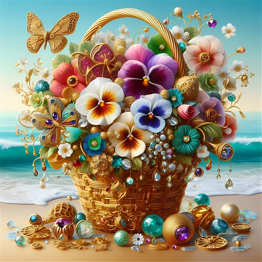 Diamond Painting - Full Round - Gorgeous butterfly orchid bouquet (30*30CM)