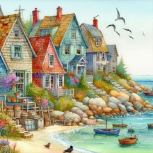 Load image into Gallery viewer, Diamond Painting - Full Round - House by the sea (40*40CM)
