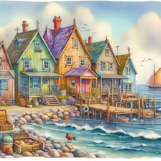 Diamond Painting - Full Round - House by the sea (40*40CM)