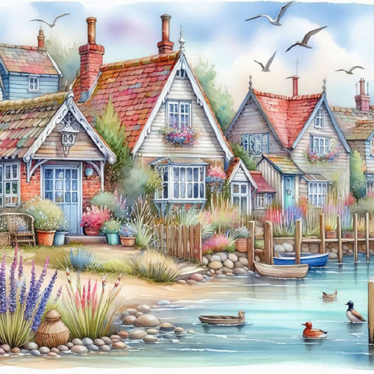 Diamond Painting - Full Round - House by the sea (40*40CM)