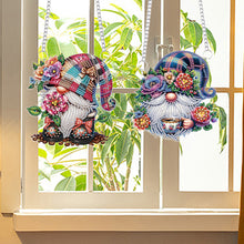 Load image into Gallery viewer, 2Pcs Flower Gnome Special Shape Diamond Painting Hanging Pendant for Wall Window
