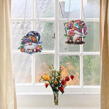 Load image into Gallery viewer, 2Pcs Flower Gnome Special Shape Diamond Painting Hanging Pendant for Wall Window
