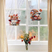 Load image into Gallery viewer, 2Pcs Flower Gnome Special Shape Diamond Painting Hanging Pendant for Wall Window
