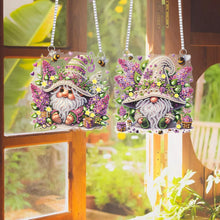 Load image into Gallery viewer, 2Pcs Flower Gnome Special Shape Diamond Painting Hanging Pendant for Wall Window
