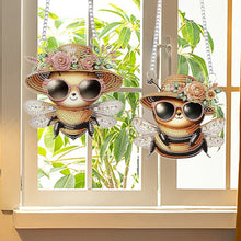 Load image into Gallery viewer, 2Pcs PET Special Shaped Cute Bee Diamond Painting Hanging Decorations Home Decor
