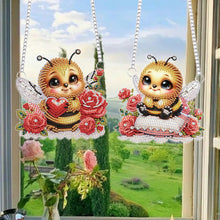 Load image into Gallery viewer, 2Pcs PET Special Shaped Cute Bee Diamond Painting Hanging Decorations Home Decor
