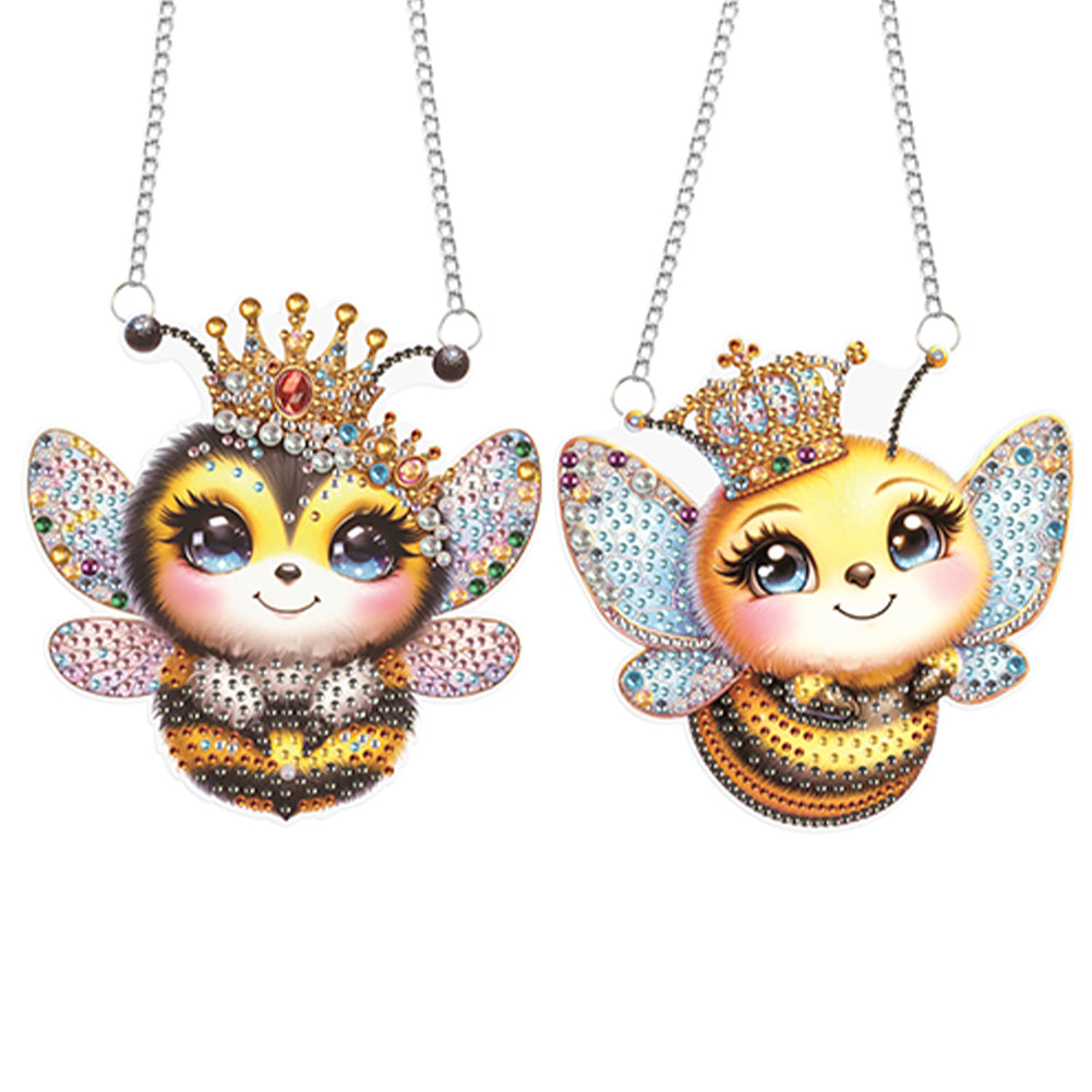 2Pcs PET Special Shaped Cute Bee Diamond Painting Hanging Decorations Home Decor