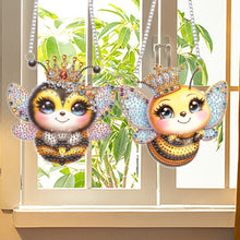 Load image into Gallery viewer, 2Pcs PET Special Shaped Cute Bee Diamond Painting Hanging Decorations Home Decor
