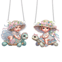 Load image into Gallery viewer, 2Pcs Special Shape Hat Girl 5D DIY Diamond Painting Dots Pendant for Wall Window
