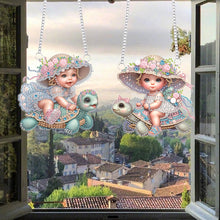 Load image into Gallery viewer, 2Pcs Special Shape Hat Girl 5D DIY Diamond Painting Dots Pendant for Wall Window
