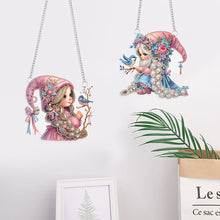Load image into Gallery viewer, 2Pcs Special Shape Hat Girl 5D DIY Diamond Painting Dots Pendant for Wall Window
