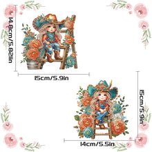 Load image into Gallery viewer, 2Pcs Special Shape Hat Girl 5D DIY Diamond Painting Dots Pendant for Wall Window
