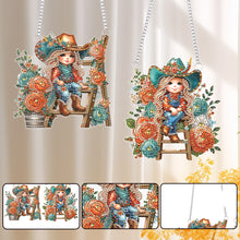 Load image into Gallery viewer, 2Pcs Special Shape Hat Girl 5D DIY Diamond Painting Dots Pendant for Wall Window
