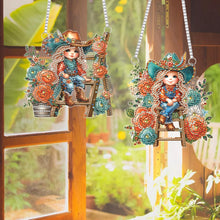 Load image into Gallery viewer, 2Pcs Special Shape Hat Girl 5D DIY Diamond Painting Dots Pendant for Wall Window
