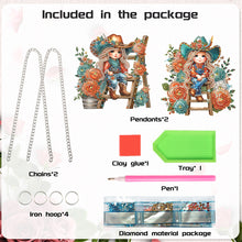 Load image into Gallery viewer, 2Pcs Special Shape Hat Girl 5D DIY Diamond Painting Dots Pendant for Wall Window
