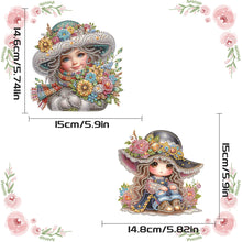 Load image into Gallery viewer, 2Pcs Special Shape Hat Girl 5D DIY Diamond Painting Dots Pendant for Wall Window
