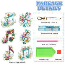 Load image into Gallery viewer, 6Pcs Full Drill Keyring Flower Double Sided Rhinestone Painting Keychain Pendant

