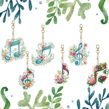 Load image into Gallery viewer, 6Pcs Full Drill Keyring Flower Double Sided Rhinestone Painting Keychain Pendant

