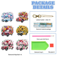Load image into Gallery viewer, 6Pcs Full Drill Keyring Flower Double Sided Rhinestone Painting Keychain Pendant
