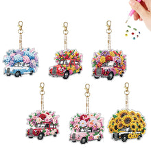 Load image into Gallery viewer, 6Pcs Full Drill Keyring Flower Double Sided Rhinestone Painting Keychain Pendant
