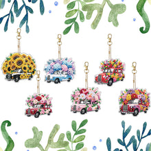 Load image into Gallery viewer, 6Pcs Full Drill Keyring Flower Double Sided Rhinestone Painting Keychain Pendant
