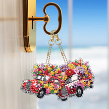 Load image into Gallery viewer, 6Pcs Full Drill Keyring Flower Double Sided Rhinestone Painting Keychain Pendant
