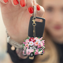 Load image into Gallery viewer, 6Pcs Full Drill Keyring Flower Double Sided Rhinestone Painting Keychain Pendant
