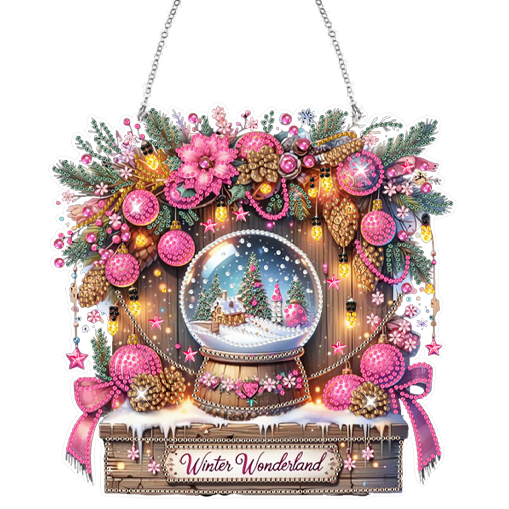 Wooden Special Shaped Christmas Crystal Ball Diamond Painting Hanging Home Decor